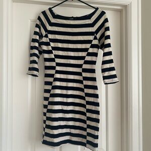 Gap Striped Navy and Cream Terry Dress